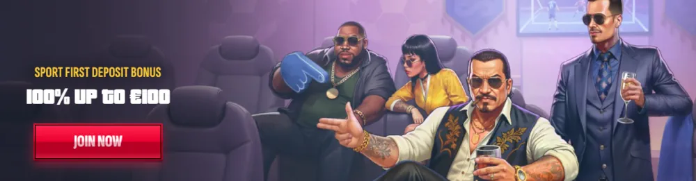 Banner de bono de depósito deportivo temático de mafia de Casino Mafia